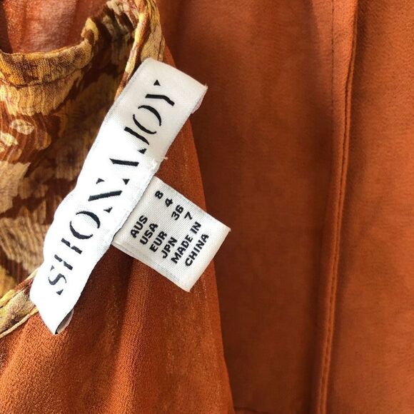 Shona Joy Sunset Ruched Mini Dress in Turmeric Multi Upcycled - Modified - Picture 7 of 9